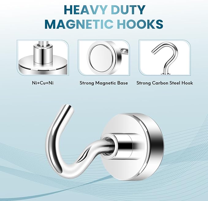Neosmuk Magnetic Hooks, Cruise Ship Essentials, 30lb+ Heavy Duty Magnetic Hooks for Cruise Cabins, Refrigerator, Grill, Hanging, and Travel | Extra Strong Must-Haves Magnet Hook