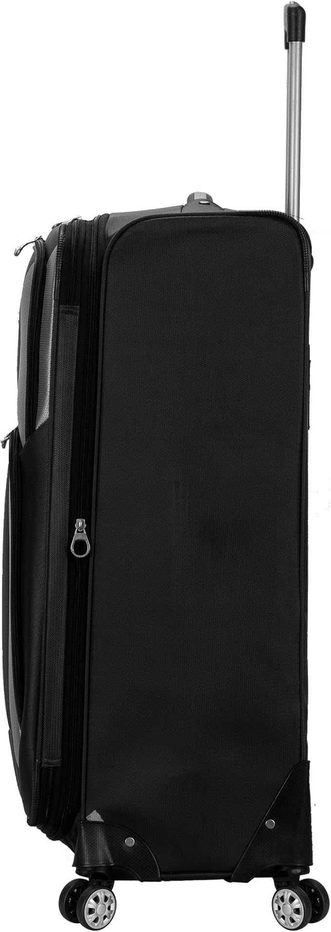 Rockland Impact Softside Spinner Wheel Luggage Set, Black, 4-Piece Set (18/22/26/30)