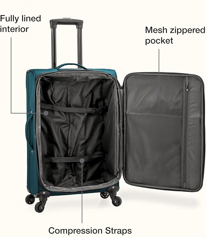 U.S. Traveler Anzio Softside Expandable Luggage with Spinner Wheels, Teal, 2-Piece Set (22/30)