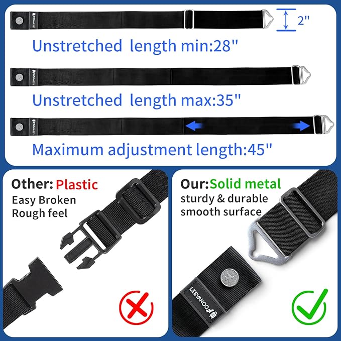 Luggage Straps for Suitcases Add a Bag Luggage Strap, 2-in-1 Travel Belt for Luggage Straps Travel Belt Over Handle for Carry On Bag Adjustable Suitcase Belts, Airport Travel Accessories Black