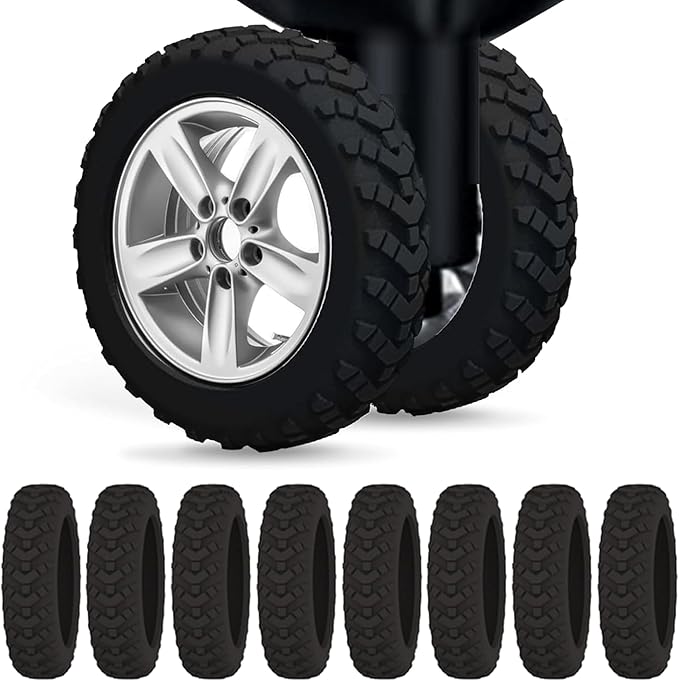 8 Pack Luggage Wheel Protector Covers for Travel Bags, Durable Silicone Suitcase Wheels Covers Fit for 5cm-7.5cm Wheels, Noise-Reducing, Anti-Slip Shock Proof Design (Black)