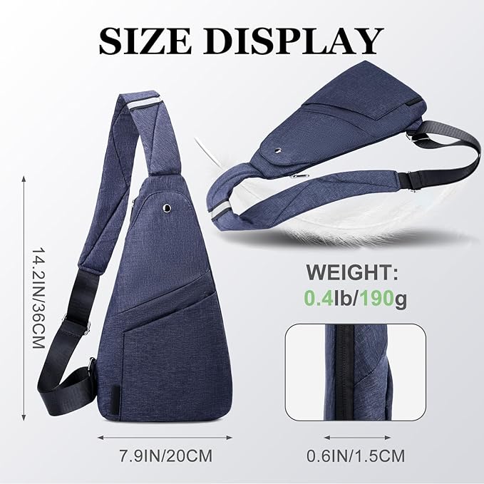 Anti-Theft Sling Bag for Women and Men, Lightweight Crossbody Bag with Hidden Pocket for Travel Hiking Casual Daily