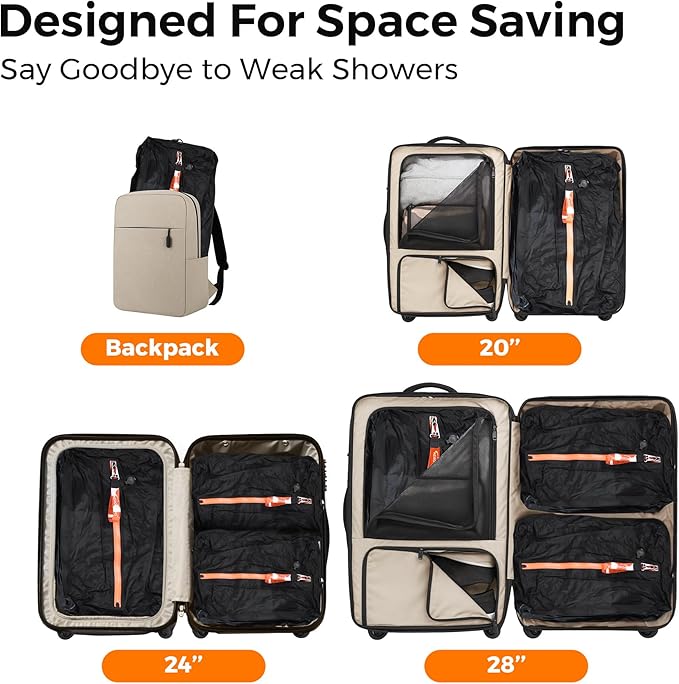 Aerogogo ReZip Vacuum Bags for Travel Luggage Reusable Compression Bags Vacuum Seal Packing cube for Cloth Packing (Large+Pump)