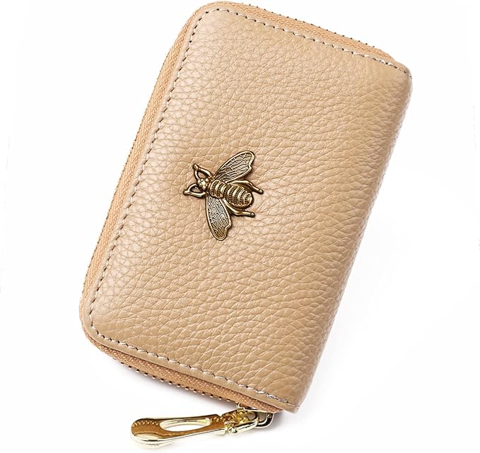 imeetu RFID Credit Card Holder, Small Leather Zipper Card Case Wallet for Women