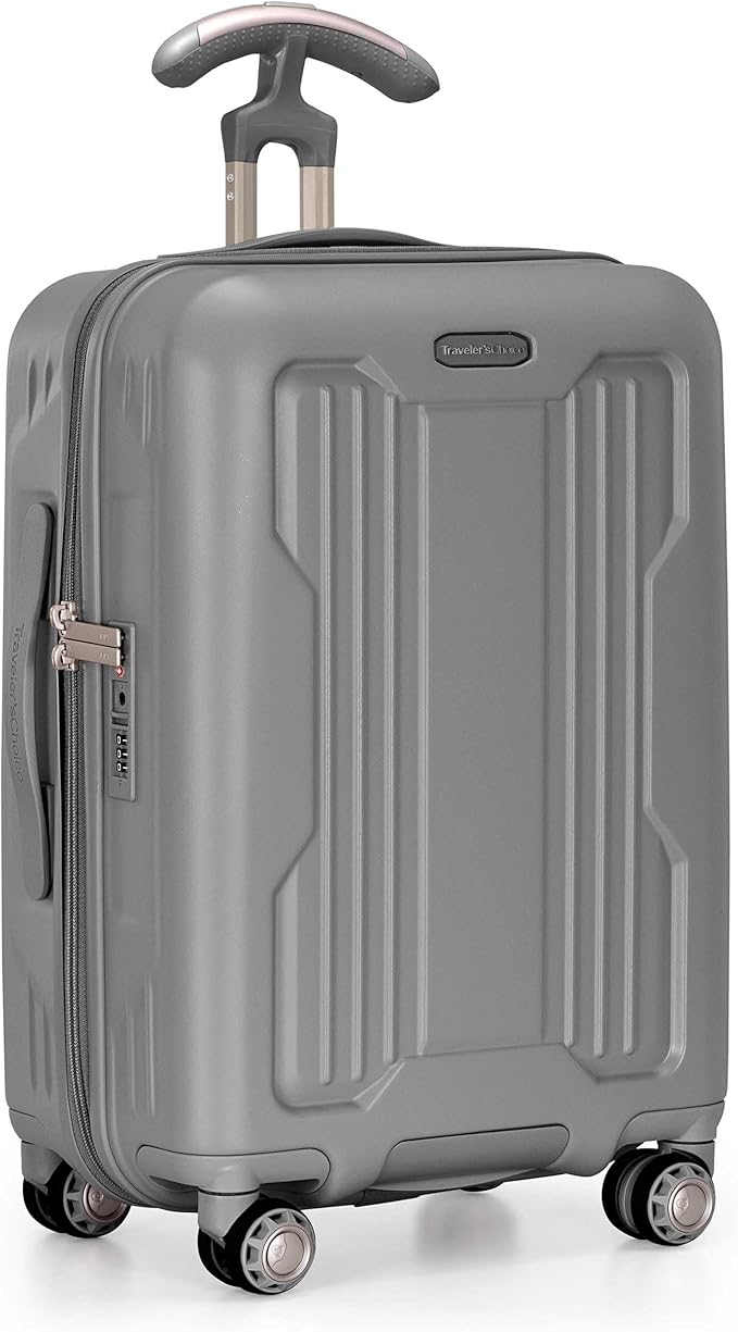 Traveler's Choice Ultimax II Polycarbonate Hardside Luggage with Spinner Wheels, Slate Gray, 21-Inch Carry-On