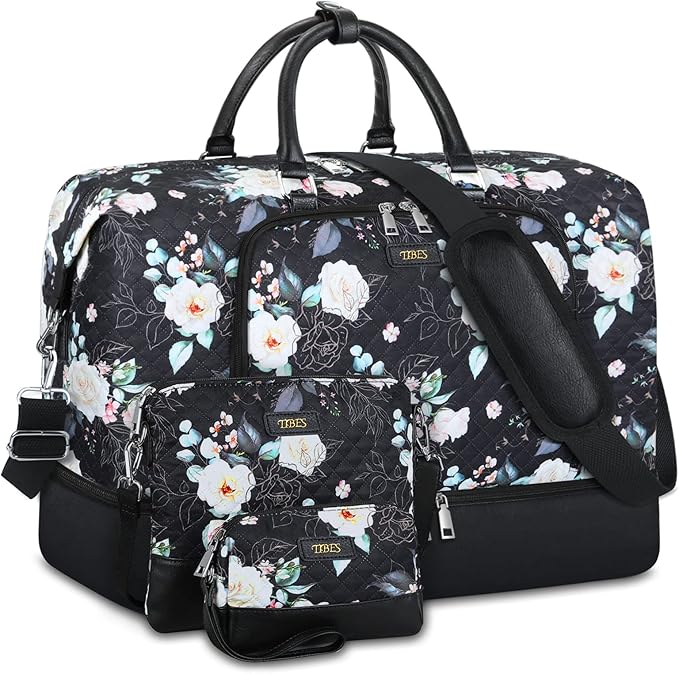 Travel Weekender Bag for Women, 21" Overnight Bag with Shoe Compartment 50L Large Travel Duffel Bag Carry On Tote for Weekend, Overnight, Business Trips, Water Resistant