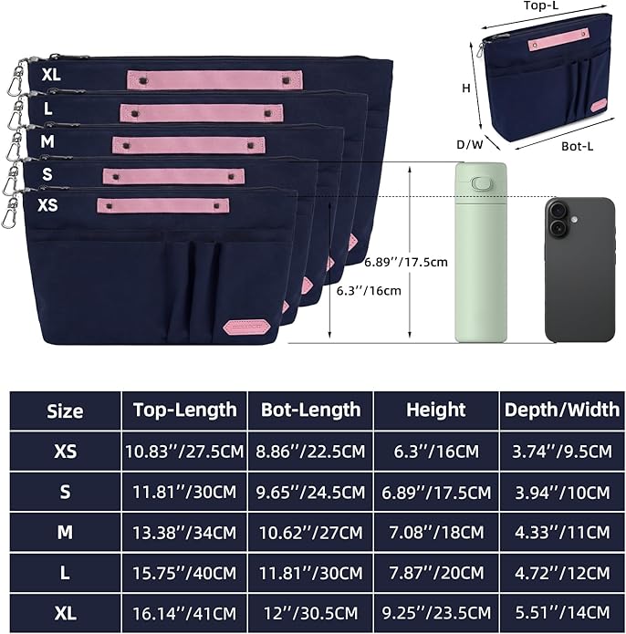 VANCORE Purse Organizer Insert for Handbags,Tote Bag Organizer Insert with Zipper Bag,Premium Handbag Organizer Inside Liner for Women with 15 Pockets
