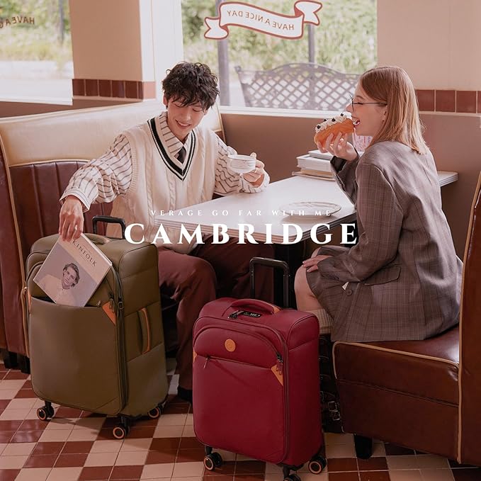 Verage Cambridge Lightweight Carry On Luggage,Softside Expandable Suitcase with Spinner Wheel (20-Inch, Burgundy)