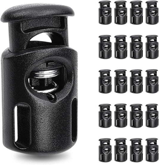 20 PCS Plastic Spring Cord Locks, Paracord Toggle Stopper Clasps for Drawstring Sweatpants Hat Hoodie String Clip Elastic Shoeslace Lock Swim Goggles Replacement Accessories