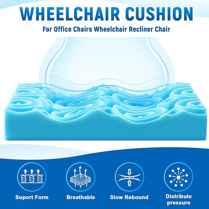 Geiserailie 1 Pcs Egg Foam Pad Eggs Chair Cushion to Relieve Back Foam Seat Cushion Chair Accessories Pad for Office Recliner Wheelchair Home Car (Flower, Blue)