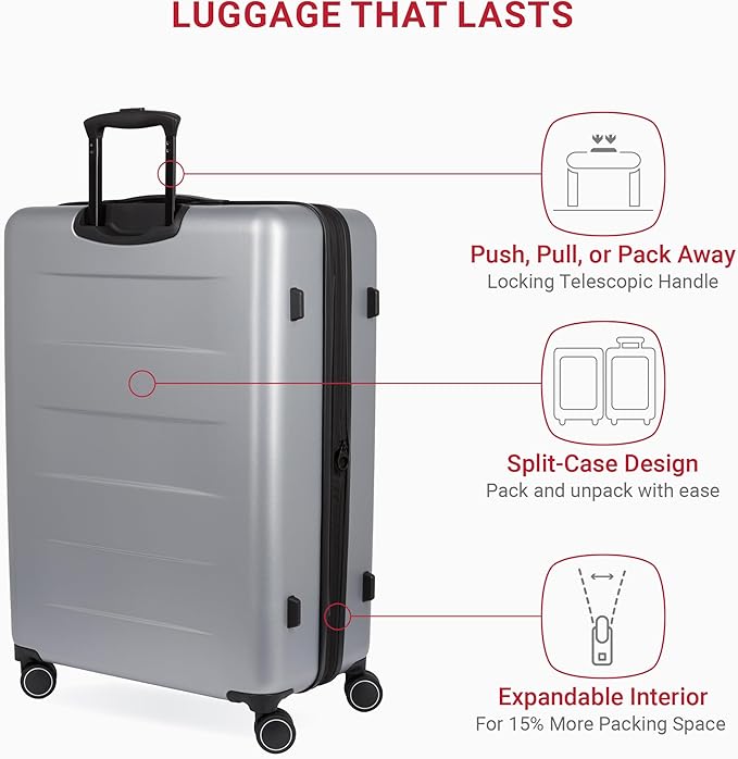 SwissGear 8020 Eclipse Collection Hardside Expandable Luggage – Ultimate Grey