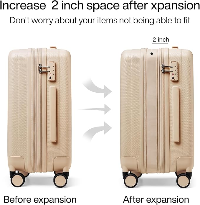 Hanke 29 Inch Expandable Checked Luggage Lightweight PC Hard Case Luggage Suitcases with Wheels Travel Luggage Rolling Large Suitcase Travel Luggage Bag for Study Abroad.(Cuba Sand Pink)