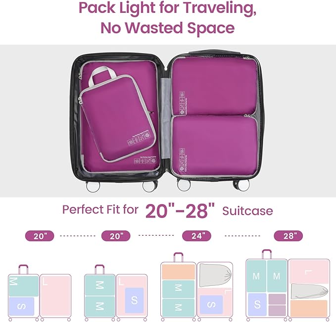 Cambond Compression Packing Cubes for Travel Women - Lightweight Luggage Organizers Bag Packing Cubes for Carry on Suitcases
