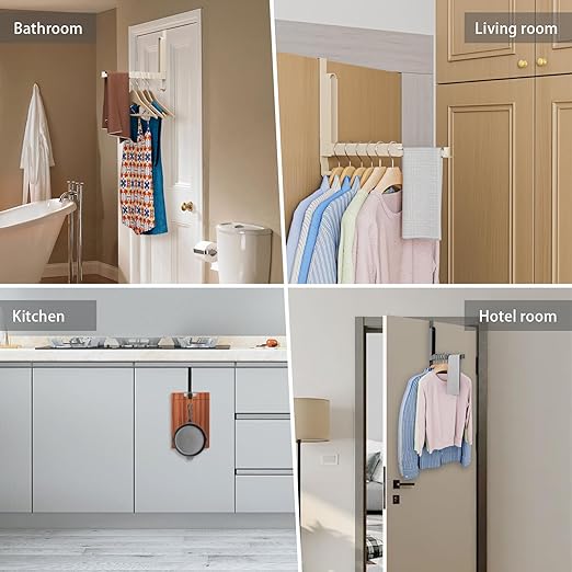 Over The Door Drying Rack, Foldable Portable Over The Door Hooks Hanger with Towel Racks for Coat Clothes Laundry Bathroom Bedroom Travel Hangers (Space Grey, 2 Pack)