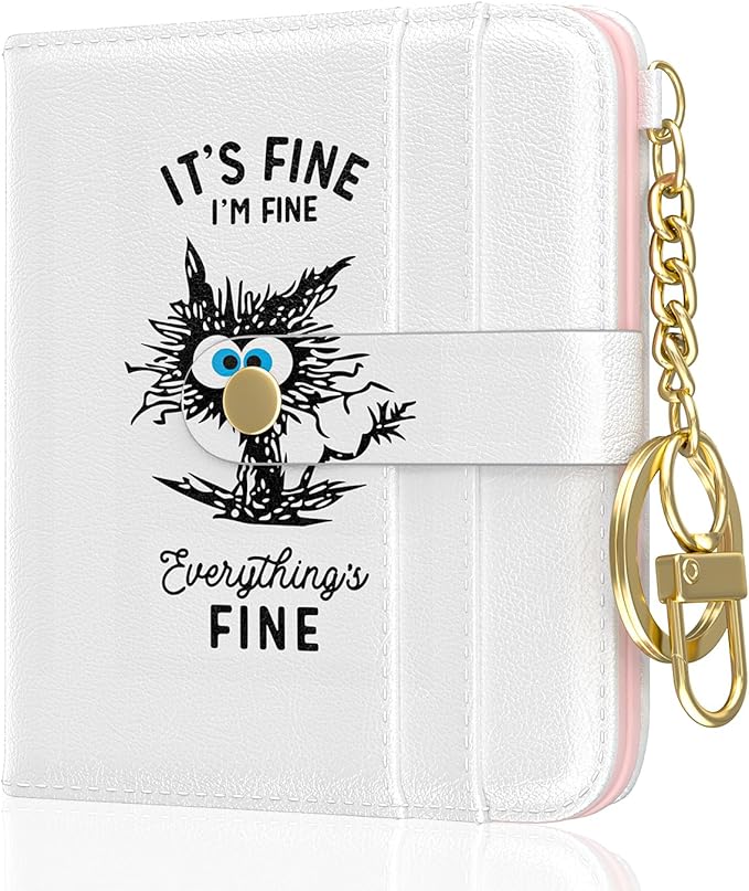 Aiawoxc Womens Wallet, RFID Small Wallets for Women, Slim Compact Credit Card Holder, Cute Leather Bifold Ladies Purse with Zipper Coin Pocket and ID Window, Fine Cat