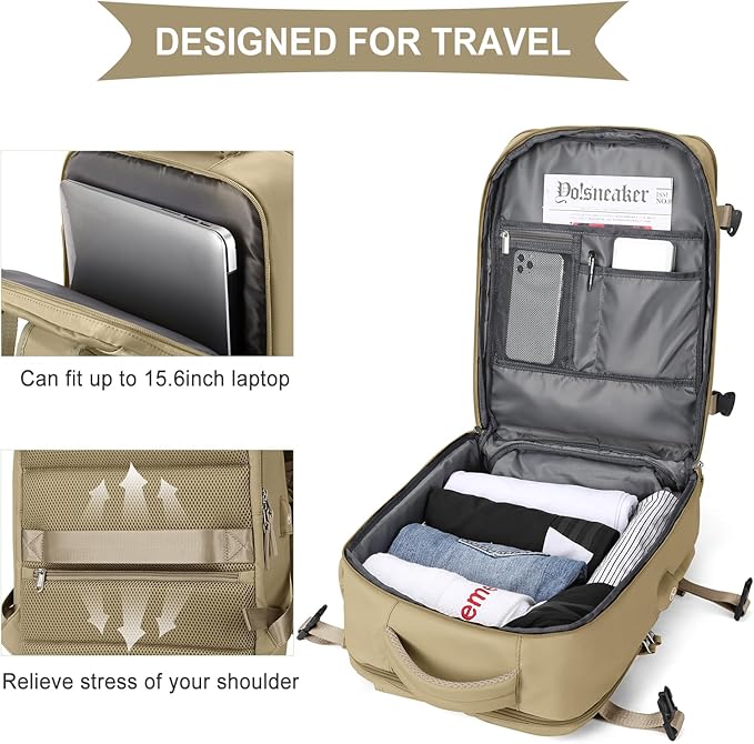 WONHOX Large Travel Backpack Carry on Flight Approved Laptop Work Business Backpack for Women Men Mochila de Viaje