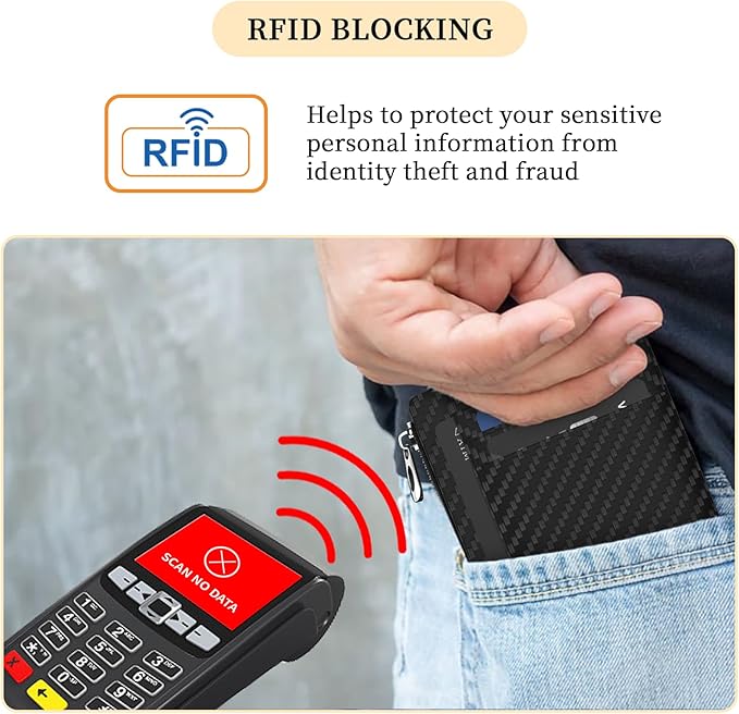 Hancynir Slim Wallet Minimalist Credit Card Holder RFID Blocking Small Card Wallets Mini Front Pocket PU Leather Card Case Thin Travel Zipper Coin Cash Wallet for Men Women Gifts