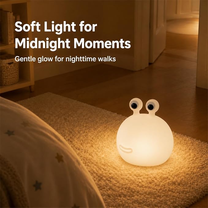 Slug Night Light Official Licensed Genuine Silicone Lamp | Don't Bug Me Gifts for Classroom Bedroom, Cute Animal Bedside Lamp for Kids, Nursery Squishy Lamp for Baby Breastfeeding.