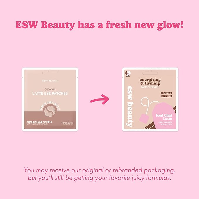 ESW Beauty Iced Chai Latte Under Eye Patches – Energizing & Firming - Soothing with Chai, Caffeine & Peptides for Tired Under Eyes & Dark Circles