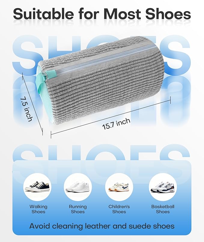 3-IN-1 Laundry & Shoe Washing Machine Bag Kit : Laundry Shoe Bag for Washer and Dryer,Reusable Shoe Cleaning Bag for Sneakers,Tennis,Self-locking Zipper & Microfiber,Include 3 Laundry Bag & 2 Shoe Bag