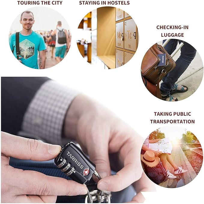 TSA Locks, Digit Combination Padlocks and Steel Cable Combination Travel Security Lock for Baggage, Suit Case, Gym, Bike Locks (TSA Luggage Locks-4)