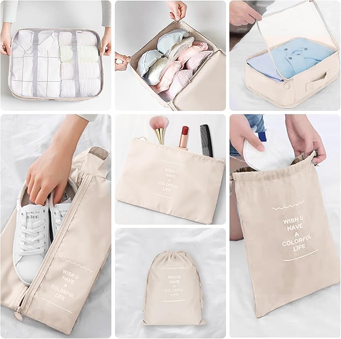Packing Cubes for Travel-10 Set Luggage Organizer Bags for Family, Mesh Breathable Packing Cubes for Suitcases Durable Travel Essentials Bags Set