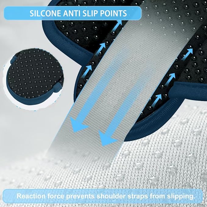 ZINZ 2-Pack Universal Shoulder Pad with Ultra thick Cushion for Bag Luggage Bag Crossbody, Plus Long & Anti-Slip & Breathable,Black Blue-2Pack