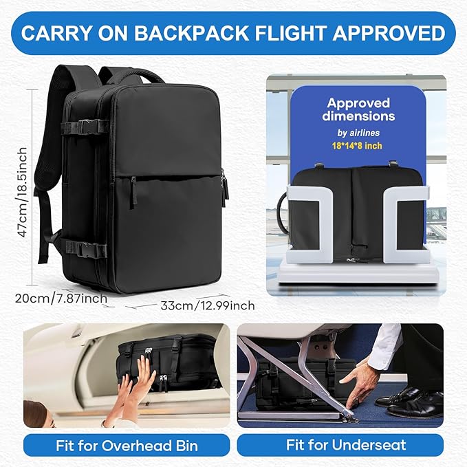 coowoz Vacuum Travel Backpack With Pump For Women Men Airline Approved,Carry On Backpack,Large Hiking Laptop Backpacks Waterproof Outdoor Sports Rucksack Casual Daypack Backpacks XLarge(Vacuum pump)