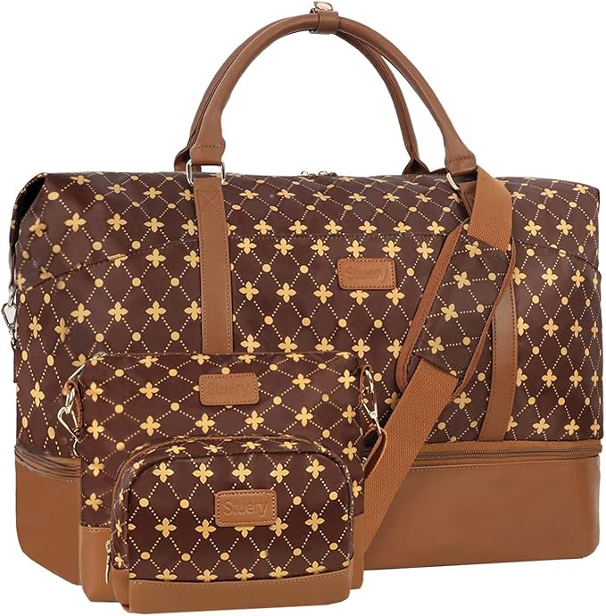 Weekender Bag, Large Travel Duffel Bag for Women, Carry on Overnight Bag with Shoe Compartment and Toiletry Bags