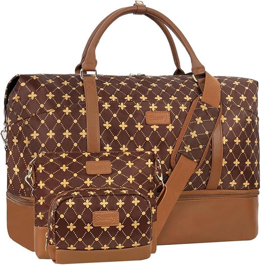 Weekender Bag, Large Travel Duffel Bag for Women, Carry on Overnight Bag with Shoe Compartment and Toiletry Bags
