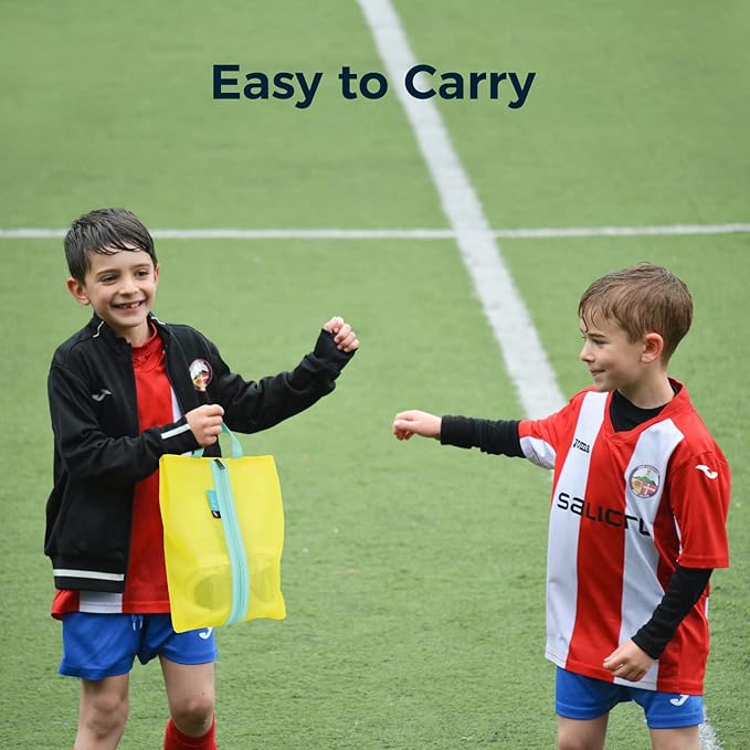 pack all Kids Shoe Bag for Travel, Water-Resistant Shoe Pouch for Gym, Odor-Resistant Soccer Cleats Bag for Sport, Cute Design for Girls, Boys, Toddlers (Yellow)