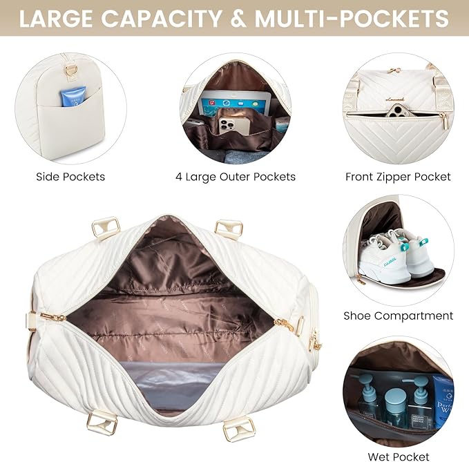 LOVEVOOK Travel Duffle Bag, Weekender Bag for Women with Toiletry Bag, Carry on Overnight Bag with Shoe Compartment, Gym Duffel Bag with Wet Pocket, Mommy Hospital Bags for Labor and Delivery