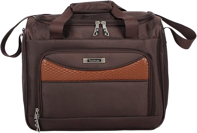 Pathfinder Softside Carry-On Bag for Men, Overnight Weekender Tote 16 Inch Brown