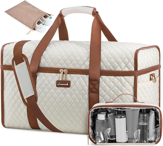 LOVEVOOK Travel Duffle Bag - Weekender & Overnight Bag with Toiletry & Wet Pocket, Carry-On Size, 3pc Set