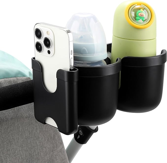 Accmor Stroller Cup Holder with Phone Holder, Bike Cup Holder, Universal Cup Holder for Uppababy Nuna Doona Strollers, 2-in-1 Cup Phone Holder for Stroller Bike Wheelchair Walker Accessory