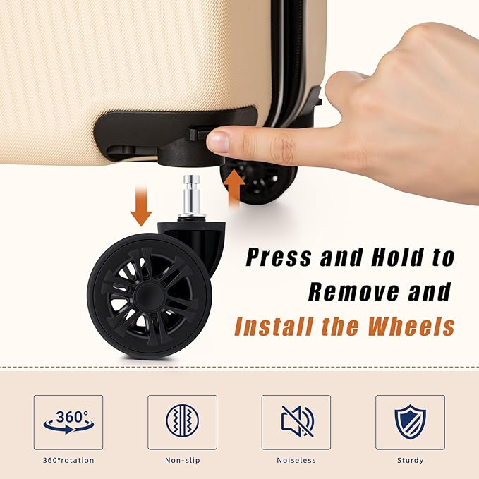 Expandable Luggage Sets 5 Piece,Suitcases with Wheels,ABS Hard Case Luggage with TSA Lock Spinner Wheels,Carry On Luggage Set (5 Piece Sets (20"/24"/28"/DB/TB))