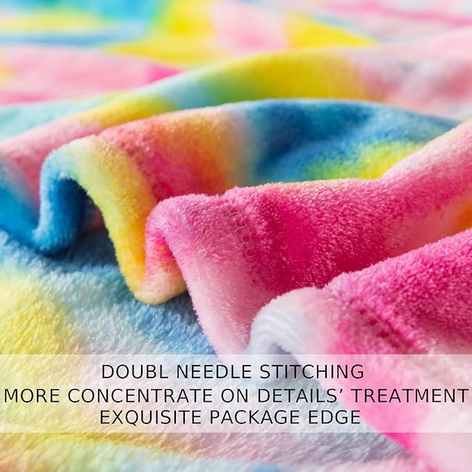 Flannel Colorful Blanket Twin Size for All Season - Premium Lightweight Anti-Static Super Soft Cozy Plush Rainbow Throw, Lightweight Microfiber Winter Warm Blanket 66" x 90"(Rainbow Twin)