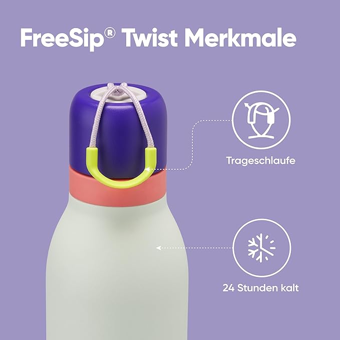 Owala FreeSip Twist Insulated Stainless Steel Water Bottle with Straw for Sports and Travel, BPA-Free, 24-oz, Purple/Green (Minty Horizon)