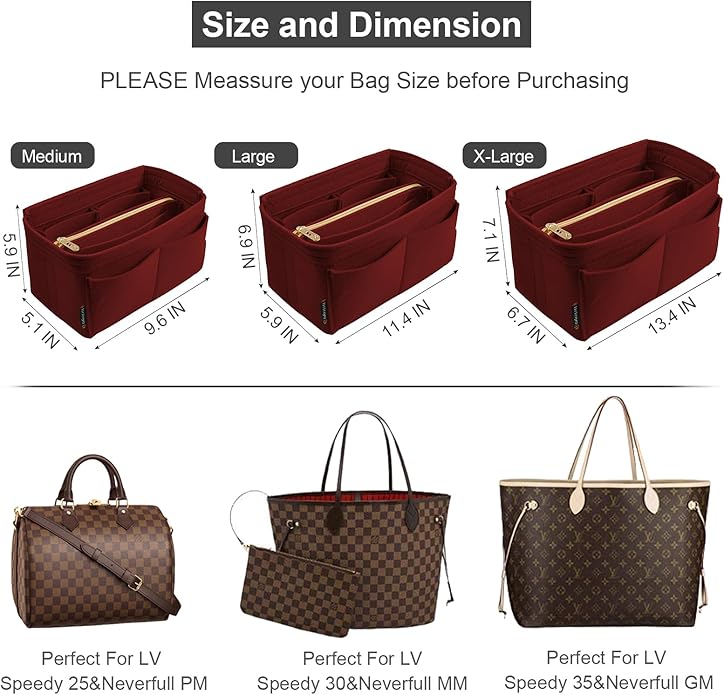 OMYSTYLE Purse Organizer Insert, Felt Tote Bag Organizer Insert with 5 Sizes, Handbag Dividers for Inside Purse, Compatible with Longchamp, Neverful, Speedy and More