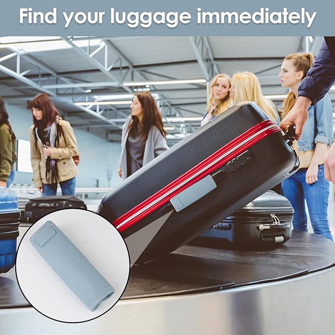 KINIVA 4 Pack Set Vegan Leather Luggage Handle Wraps, Blue, 5.7x6.1 Inch, Travel Accessory - Luggage Tags