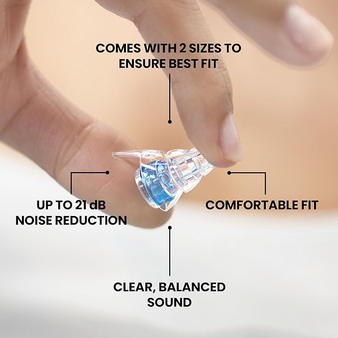 Eargasm High Fidelity Blue Earplugs for Concerts, Festivals, Musicians, DJs, Night-Life, Motorcycle Hearing Protection - Reusable Ear Plugs for High Fidelity Noise Reduction up to 21 dB