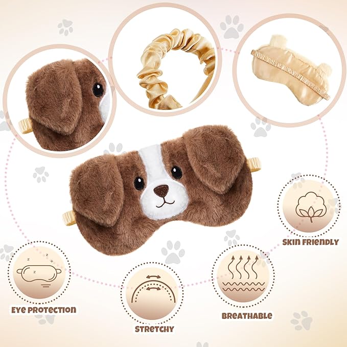 Geyoga Sleep Mask for Kids, Girls Plush Sleeping Eye Cover Soft Eye Blindfold Cover Animal Shade for Kids(Colorful,Dog, Hamster, Raccoon Style)