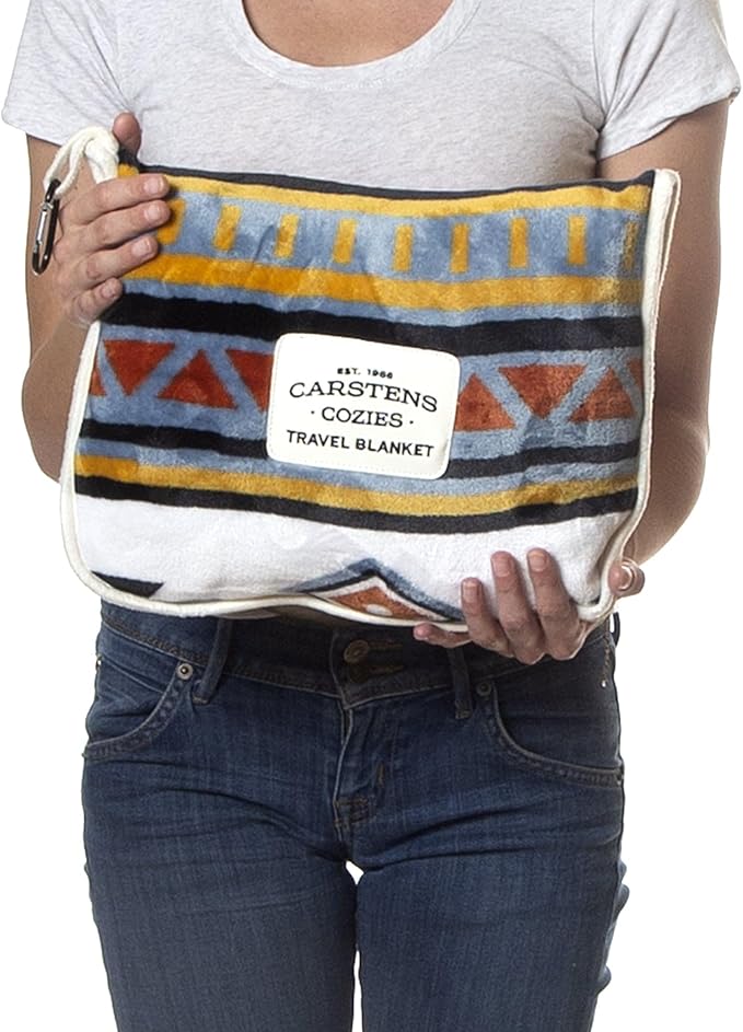 CARSTENS, INC. Travel Blanket, Premium Compact 2-in-1 Airplane Blanket/Pillow, Arrowhead Earth