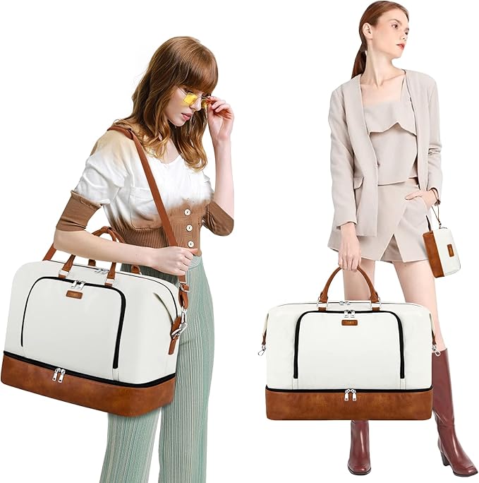 Travel Weekender Bag for Women, 21" Overnight Bag with Shoe Compartment 50L Large Travel Duffel Bag Carry On Tote for Weekend, Overnight, Business Trips, Water Resistant