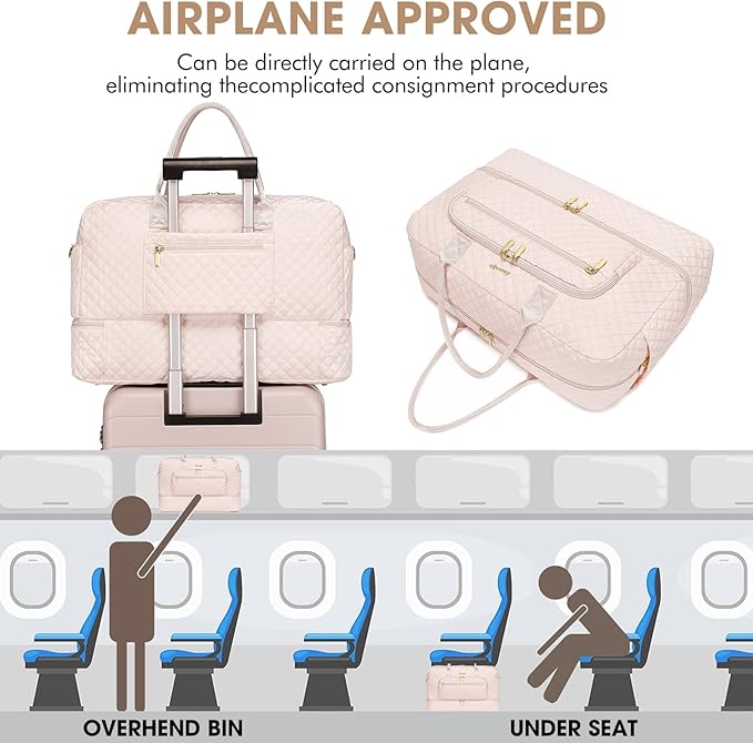 Large Women's Travel Duffle, Weekender with Shoe Compartment, Carry On Overnight Bag, Gym Duffel with Wet Pocket, Hospital Bags for Labor and Delivery 3 PCS Set