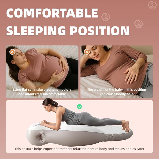 Inflatable Pregnancy Pillow, New Upgraded Belly Mattress Float with Abdominal Hole Full Body Inflatable Bed for Pregnant Women, The Pregnancy Pillow for Sleeping Prone