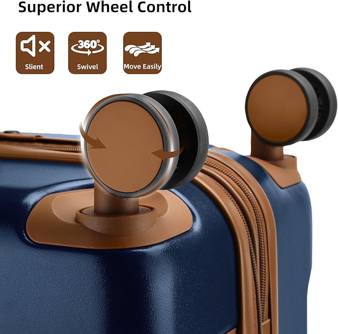 LARVENDER Carry On Luggage 22x14x9 Airline Approved with Spinner Wheels, Expandable 20 Inch Luggage with TSA Lock, Hard Shell Carry On Suitcases for Women Men, Navy Blue