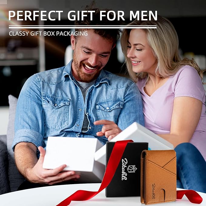 Zitahli Bifold Wallets for Men - Slim RFID Leather Credit Card Holder for 6-11 Cards, Minimalist Thin Wallet with ID Window & Cash Slot,Front Pockt Carteras Para Hombres, Birthday Gifts for Men | Slim, RFID Blocking, Premium, Front Pocket, Gift Box, Le...