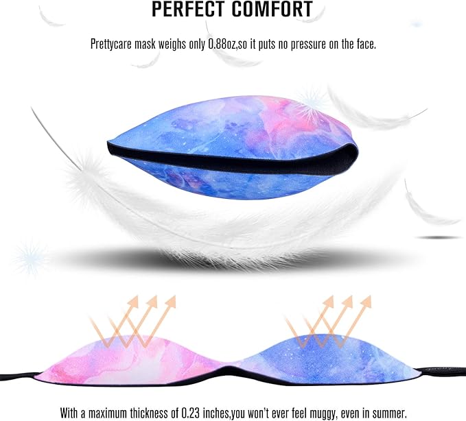 PrettyCare 3D Sleep Mask 2 Pack,Eye Mask for Side Sleeper -3D Contoured Sleeping Mask with Light Blocking for Women- No Eye Pressure Blindfold Night Masks with Ear Plugs & Travel Bag (Black& Fire)