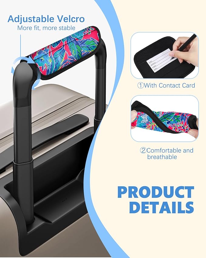 Slohif Luggage Handle Wrap 5Pcs Suitcase Identifier - Bag Strap Cover for Bogg Travel Accessories Easy Identification Bright Marker Sleeve Grips Comfort Neoprene Concealed Tag for Airport Leaf